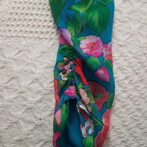 Rare Vintage 80's Diane Freis 100% Silk Floral Flowy Jumpsuit w/ Matching Scarf - Picture 4 of 11